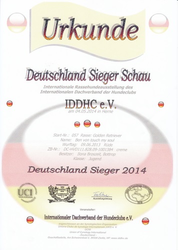 Urkunde Deutschlandsiegerschau 2014 klein